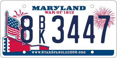 MD license plate 8BK3447