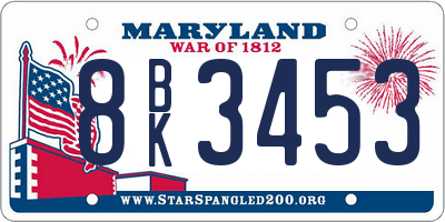 MD license plate 8BK3453