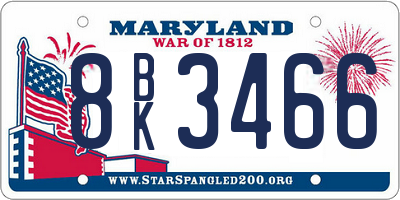 MD license plate 8BK3466