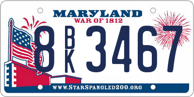 MD license plate 8BK3467