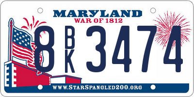 MD license plate 8BK3474