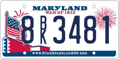 MD license plate 8BK3481