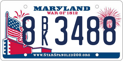 MD license plate 8BK3488