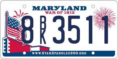 MD license plate 8BK3511