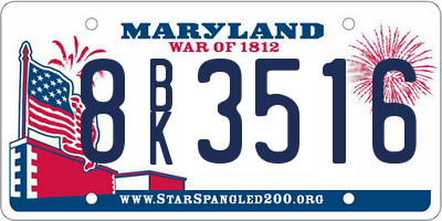 MD license plate 8BK3516