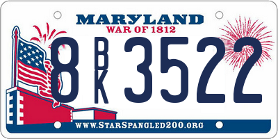 MD license plate 8BK3522