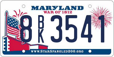 MD license plate 8BK3541