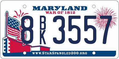 MD license plate 8BK3557