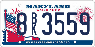 MD license plate 8BK3559