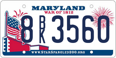 MD license plate 8BK3560