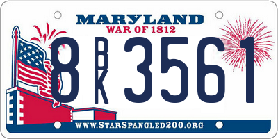MD license plate 8BK3561