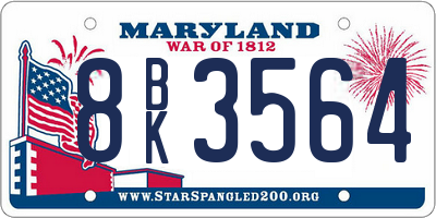 MD license plate 8BK3564