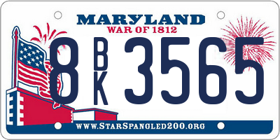 MD license plate 8BK3565