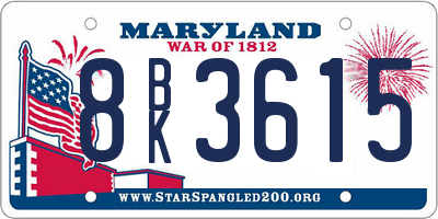 MD license plate 8BK3615