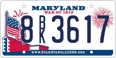 MD license plate 8BK3617