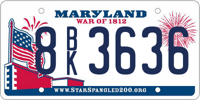 MD license plate 8BK3636