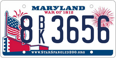 MD license plate 8BK3656