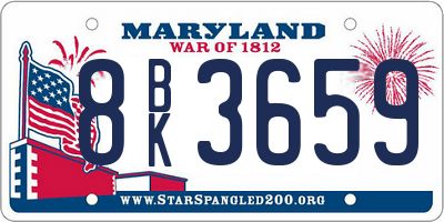 MD license plate 8BK3659