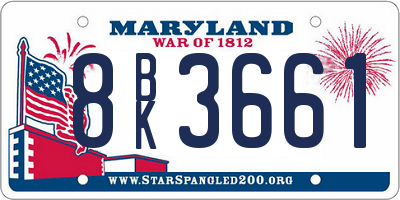 MD license plate 8BK3661