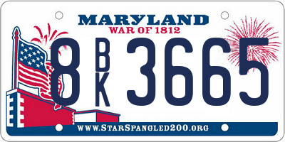 MD license plate 8BK3665