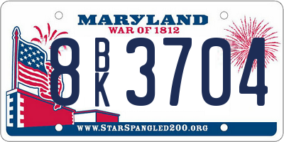 MD license plate 8BK3704