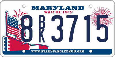 MD license plate 8BK3715