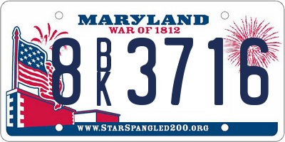 MD license plate 8BK3716