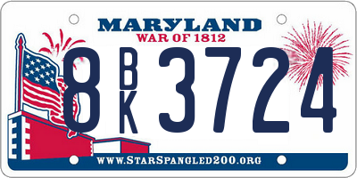 MD license plate 8BK3724