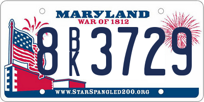 MD license plate 8BK3729