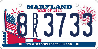 MD license plate 8BK3733
