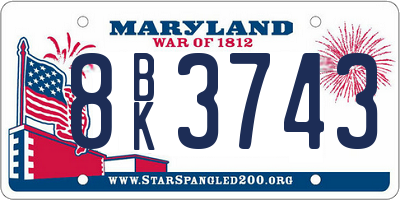 MD license plate 8BK3743