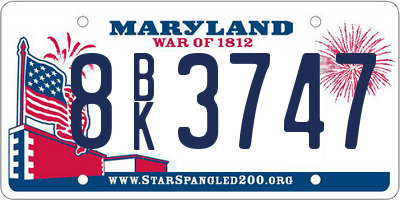 MD license plate 8BK3747
