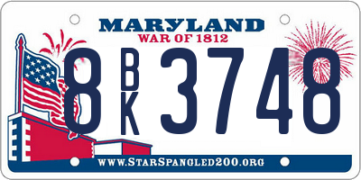 MD license plate 8BK3748