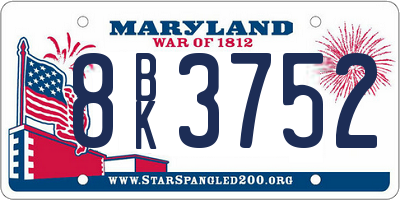 MD license plate 8BK3752
