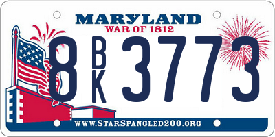 MD license plate 8BK3773