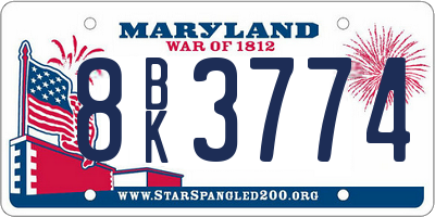 MD license plate 8BK3774