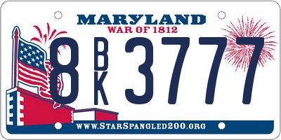 MD license plate 8BK3777