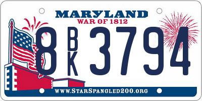 MD license plate 8BK3794