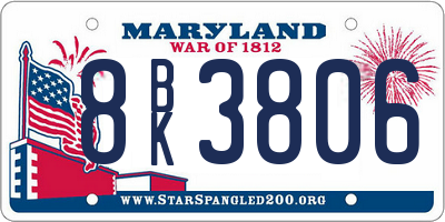 MD license plate 8BK3806