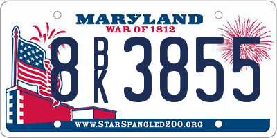 MD license plate 8BK3855