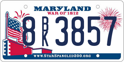 MD license plate 8BK3857