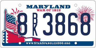 MD license plate 8BK3868