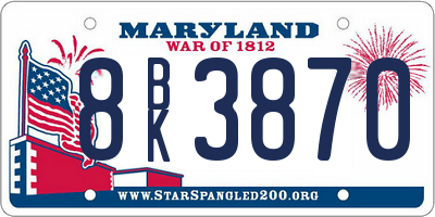 MD license plate 8BK3870
