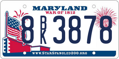 MD license plate 8BK3878