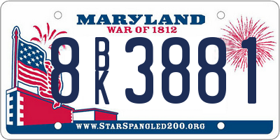 MD license plate 8BK3881