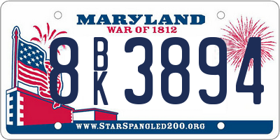 MD license plate 8BK3894