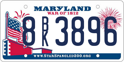 MD license plate 8BK3896