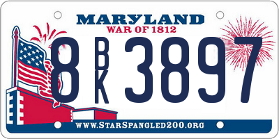 MD license plate 8BK3897