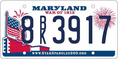 MD license plate 8BK3917