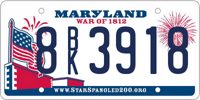 MD license plate 8BK3918